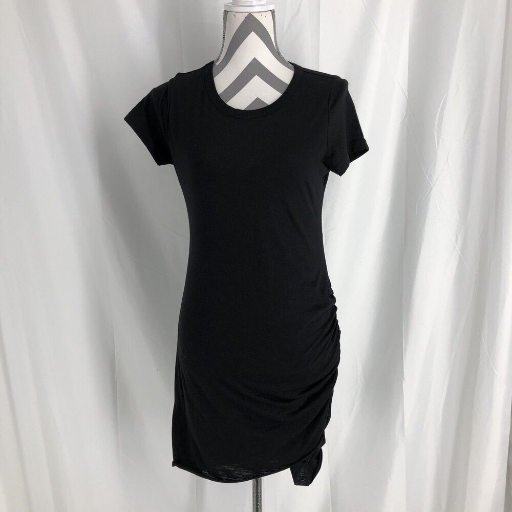 La Miel Short Sleeved Shirred Crew Neck Dress Black Size Large